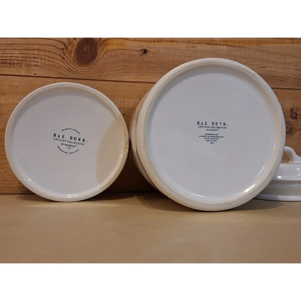 RAE Dunn THE BOSS DOG Biscuit Cookie Jar Large Treat Container & Bowl